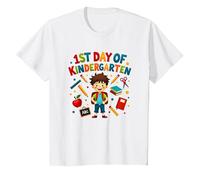 1er Jour de la Maternelle Boy Milestone School Supplies T-Shirt, Enfant, Blanc, 10 Ans