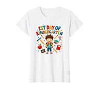 1er Jour de la Maternelle Boy Milestone School Supplies T-Shirt, Femme, Blanc, XS