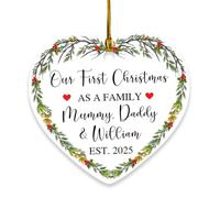 1er Noël en tant que décoration familiale 2025, personnalisé notre premier Noël en tant que décoration de famille 2025 cadeau pour une nouvelle famille, notre 1er Noël en tant que famille de trois