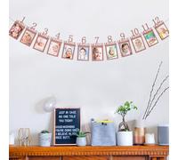 1ère Bannière Photo d'Anniversaire, Règle de Croissance Pailletée Or Rose 1 à 12 Mois, Accessoire Photo, Guirlande Étape Mensuelle, Fournitures de Décoration pour la Première Fête d'Anniversaire, Rent