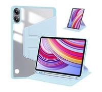 1fortunate étui 360° Rotating Transparent Back Shell Bracket Acrylic Cover Suitable for Xiaomi Poco Pad 12.1 inch(Bleu)