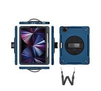 1fortunate étui Strap and Shoulder Protective Cover Anti-Fall Silicone Shell Suitable for iPad Air 13 inch-2024/2025(Blue (Bracelet+Strap))