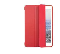 1fortunate étui Triple Foldable Silicone Protective Cover, TPU+PU Leather Case Suitable for iPad 2024 Pro 11 inch(Rouge)