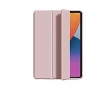 1fortunate étui Triple Foldable Silicone Protective Cover, TPU+PU Leather Case Suitable for iPad Pro 11 inch(2018-2022) Universal(Rose)