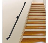 1ft-20ft Pipe Staircase Banister Hand Rails Square Handrail，Wall Mounted Hand Railings for Steps or Stairs，Black Metal Wrought Iron Grab Rail, Towel Bar(Black,18ft/540cm)