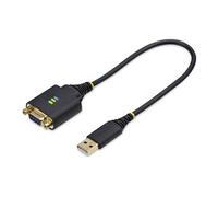 StarTech.com 1ft/30cm USB to Null Modem Serial Adapter Cable, FTDI, RS232 - Câble USB / série - USB (M) pour DB-9 (F) vissable - 30 cm - robuste, moulé - noir