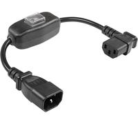 1FT Angle gauche IEC 320 C13 vers C14 avec interrupteur marche/arrêt PDU UPS Câble d'alimentation,10A125VAC C14 mâle vers C13 femelle Standard Computer Power Cordon d'extension pour moniteurs
