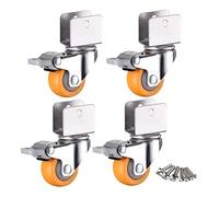 1inch Caster Wheels with Safety Dual Locking,25mm Small Nylon Castor Wheels,Furniture Swivel Castors for Bed,with U-Shaped,Load Bearing 50Kg Castors Casters (Color : Universal, Size :(Brake,16mm/0.6i