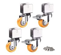 1inch Caster Wheels with Safety Dual Locking,25mm Small Nylon Castor Wheels,Furniture Swivel Castors for Bed,with U-Shaped,Load Bearing 50Kg Castors Casters (Color : Universal, Size :(Brake+universal