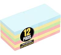 1InTheOffice Lot de 12 blocs-notes auto-adhésifs 3 x 3 couleurs pastel assorties