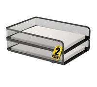 1InTheOffice Lot de 2 Plateaux à courrier empilables en Maille métallique Noire Mate à Chargement Frontal