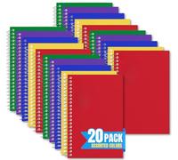 1InTheOffice Lot de 20 petits carnets à spirales de 10,2 x 15,2 cm, petits carnets de poche, lignés pour université, couleurs assorties, 50 feuilles/paquet