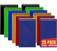 1InTheOffice Lot de 25 blocs-notes, 7,6 x 12,7 cm, lignés pour collège Couleurs assorties 75 feuilles/bloc