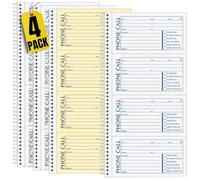 1InTheOffice Lot de 4 carnets de messages téléphoniques en 2 parties sans carbone, 14 x 27,9 cm, 2 parties sans carbone, lot de 400