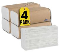1InTheOffice Lot de 4 serviettes en papier multi-plis pour salle de bain, serviettes en papier pliées, 1 épaisseur, 22,9 x 24 cm, 250 serviettes/paquet