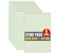 1InTheOffice Steno Books, Gregg Rule, teinte verte, 6 x 9, 80 feuilles, 6/paquet