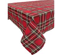 1KDreams Nappe de Noël écossaise Tartan en Lurex effet paillettes. Moderne et traditionnelle. Rouge (130 x 300 cm)