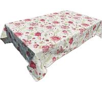 1KDreams Nappe de table - Imprimé floral avec fleurs rouges et feuilles vertes - Housse de table élégante - Made in Italy (Rosso, 130 x 300 cm)