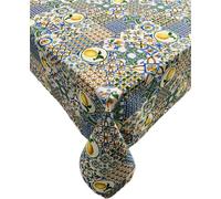1KDreams Nappe de table - Rectangulaire - Citrons et faïences siciliennes - Moderne - Fabriqué en Italie (130 x 300 cm)