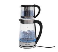 1L+2L Portable Bouilloire Electrique en Verre Voyant Lumineux avec Filtre à Thé et Règle Graduée Théière pour Préparer Café, Lait en Poudre, Thé en Vrac, Sachets de Thé