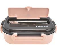 1L Bento Box 304 Stainless Steel Leak Proof Portable Thermal Lunch Box with Chopsticks Spoon for PicnicPink (Boîte à bento en acier inoxydable 304 avec compartiments et cuillère pour pique-nique)