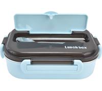 1L Bento Box 304 Stainless Steel Leak Proof Portable Thermal Lunch Box with Chopsticks Spoon for PicnicBlue (Boîte à bento en acier inoxydable 304 avec compartiments et cuillère à baguettes pour le pi