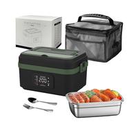 1L Gamelle Chauffante, Rechargeable Lunch Box Électrique avec Minuterie et Fonction, Utilisation de 70min/Étanche et Lavable/Boîtier détachable, gamelle chauffante batterie pour Travail/Voiture (D)