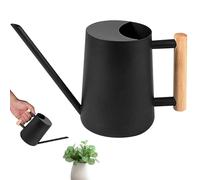 1L Pot d'Arrosage à Long Bec avec Poignée Bois, Arrosoir Acier Inoxydable Petit, Arrosoir Plante Jardin d'extérieur pour Plantes en Pot d'Intérieur, Orchidées, Fleurs, d'herbes, Plantes Grasses | Noir