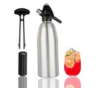 1L Siphon à soda, Machine à Faire du Soda, machine à eau portable pour eau gazeuse, Bouteille de Siphon à Soda avec régulateur de pression, pour jus de Fruits Maison,Mojitos,Cocktails(Couleur argent)