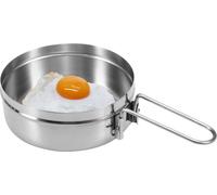 1L Stainless Steel Cooking Kettle Portable Outdoor Camping Backpacking Pot with Foldable Handle (Bouilloire de cuisson portable en acier inoxydable pour camping et sac à dos avec poignée pliable)