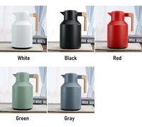 1L Thermal Coffee Carafe Double Walled Thermal Carafe Thermos Pot With Wood Handle Water Kettle Insulated Flask Tea Carafe Keeping Hot Cold
