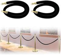 1m 1.5m 1.8m 3m Corde De Velours Noir pour Stahions, Pack De 2 Cordes De Poteau De Contrôle De Foule Stahion, Barrière De Ligne De File D’Attente pour évén, Gold Hook, 2.7m/8.9ft/106in