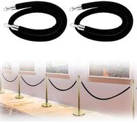 1m 1.5m 1.8m 3m Corde De Velours Noir pour Stahions, Pack De 2 Cordes De Poteau De Contrôle De Foule Stahion, Barrière De Ligne De File D’Attente pour évén, Gold Hook, 3m/9.8ft/118in