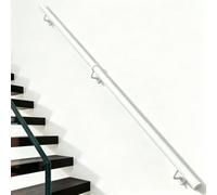 1m 1.5m 2m 2.5m 3m White Metal Stairs Handrail, Wall Mounted Round Pipe Stair Railing, Safety Support Rod with Installation Kit, Heavy Duty(180cm)