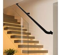 1m-2.5m Fixation Murale Anti-dérapante Noir Métal Tuyau Garde-corps Moderne Fer Forgé Barre de Support pour Couloir Loft & IR Safe Taille: 600cm