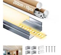 1m×6 Profilé Aluminium LED Rail avec Diffuseur Goulotte et Profile Alu pour Ruban LED Profilé en U pour Installation Facile Support LED Couvercle Blanc Embouts et Clips Montage (U-form, 6×1 Meter)