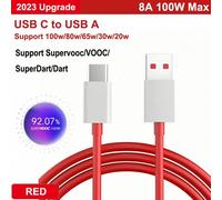 (1m¿80w A To C (Red)) Câble De Charge Rapide D'origine Oppo Type C Supervooc 80w 65w Oppo Trouver X5 X6 X3 Pro Neo N2 Reno 10 6 8 7 Pro A77 A78 A38 Usbc Vooc