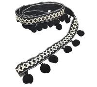 1M Beaded Fringe Trim Ribbon for DIY Crafts, Elegant Tassel Trimming for Curtains, Lampshades, and Garment Bags(Black)