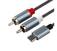 1M Câble 2RCA USB C, Type C vers RCA Auxiliaire Voiture Audio Stéréo Compatible avec iPhone 17 16 15 Pro Max iPad Huawei Samsung Galaxy Xiaomi Amplificateur Home Cinéma HDTV Projecteur