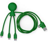 1m Câble Multi USB 4 en 1 en Forme de Pieuvre - Chargeur Universel en Plastique Recyclé - Prise USB Universel USB-C, Lightning,Micro USB, USB pour Smartphone Universelle - Vert