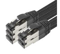 1m - Câble Patch CAT 6a en Coton Noir Noir - Pack de 5 Câble Réseau Tissu Coton Manteau Cat Câble Cat 6 a Câble Ethernet RJ 45 LAN 500Mhz 10 Gb s - 5 x 1 Mètre