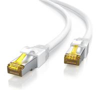 1m Câble réseau Cat 7 Ethernet Gigabit 1 m-Câble Patch 10000 Mbits-Câble Gigabit Local LAN 10 Gbps-Blindage S/FTP PIMF avec fiches RJ45-Switch routeur Modem Point d'accès-Blanc