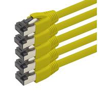 1m Câble Réseau Cat 8 Câble CAT8 Jaune - Pack de 5 Câble Ethernet Cat.8 Lan 2000 MHz 40 Gbit s 40GBase-T Poe+ Câble Ethernet LSZH - 5 x 1 Mètre Jaune