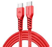 1m Câble USB C vers USB C 60 W, Câble tressé de Type C vers C Charge Rapide Compatible avec iPhone 15, iPad Pro, MacBook, Samsung Galaxy S24/S23/A14/A15/A25/A35/A34/A55/A54/A05s/A04s - Rouge