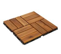 Lot de 11 dalles de terrasse en bois d'acacia - 1 m² - 30 x 30 cm - Résistant aux intempéries - Avec système de clic - Pour terrasse, balcon - Système d'emboîtement