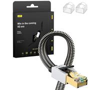 1M Cat8 Ethernet Cable,High Speed Nylon Braided LAN Patch Cord,RJ45 Shielded Flat Cable 40Gbps 2000Mhz for Modem/Router/Switch,Faster than Cat5e/Cat6/Cat7