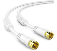 1m Coaxial TV Cable SAT Antenna Satellite HDTV Quad Shield DVB-S DVB-S2 Radio DAB Sheath Current Filter Ferrite Core-White