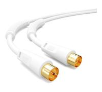 1m de câble d'antenne 8K UHD Câble d'antenne HDTV reliant le câble coaxial à la prise Câble coaxial plaqué or avec noyau de ferrite 2X DAB+ DVB-T/T2 DVB-C/C blanc