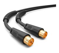 1m de câble d'antenne 8K UHD Câble d'antenne HDTV reliant le câble coaxial à la prise Câble coaxial plaqué or avec noyau de ferrite 2X DAB+ DVB-T/T2 DVB-C/C noir