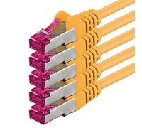 1m - jaune - 5 pièces - câble réseau CAT6a (10Gb/s) S-FTP CAT 6a Lankacable - certifié GHMT PIMF 500 MHz Cat5 Cat5e Cat6 Cat6a Cat7 pour switch, routeur, modem, Internet